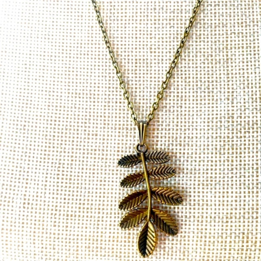Botany Necklace, Antique Style, Leaf Pendant, Plant Lover, Horticulturalist Gift
